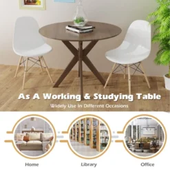Costway Modern Round Wood Dining Table 35'' W/ Solid Wood Legs& Base For Home, Office 15 Costway Modern Round Wood Dining Table 35'' W/ Solid Wood Legs& Base For Home, Office -Costway GUEST 7b36341a feab 40f3 adb1 2f331979b592