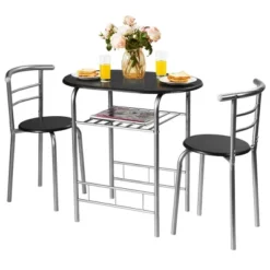 Costway 3 Pcs Dining Set 2 Chairs And Table Compact Bistro Pub Breakfast Home Kitchen -Costway GUEST 7b3714d4 7773 460a 8981 b64dfb10f480