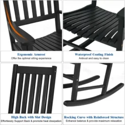 Costway 2PCS Wood Rocking Chair Porch Rocker High Back Garden Seat Indoor Outdoor 20 Costway 2PCS Wood Rocking Chair Porch Rocker High Back Garden Seat Indoor Outdoor -Costway GUEST 7b5439c4 7813 4f16 b074 fa65218cab06