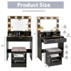 Costway Vanity Table Set With Lighted Mirror 8 LED Bulbs Large Drawer Cushion Stool