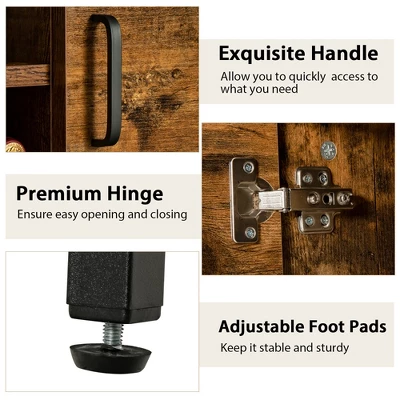 Costway Industrial Kitchen Buffet Sideboard 2-Door Console Table W/Open Shelf Wine Rack 8 Costway Industrial Kitchen Buffet Sideboard 2-Door Console Table W/Open Shelf Wine Rack - Image 8