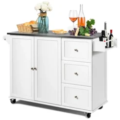 Costway Kitchen Island 2-Door Storage Cabinet Stainless Steel Top W/ Drawers 19 Costway Kitchen Island 2-Door Storage Cabinet Stainless Steel Top W/ Drawers -Costway GUEST 7b8e1003 005c 403c b0a3 7defec90bf81