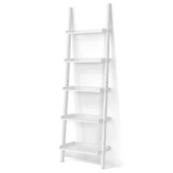 Costway Versatile White 5-Tier Bookshelf Leaning Wall Shelf Ladder Bookcase Storage Display Furni 17 Costway Versatile White 5-Tier Bookshelf Leaning Wall Shelf Ladder Bookcase Storage Display Furni -Costway GUEST 7b951e66 2fbb 45b8 9a07 2056d9cc4a44