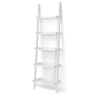 Costway Versatile White 5-Tier Bookshelf Leaning Wall Shelf Ladder Bookcase Storage Display Furni 9 Costway Versatile White 5-Tier Bookshelf Leaning Wall Shelf Ladder Bookcase Storage Display Furni - Image 9
