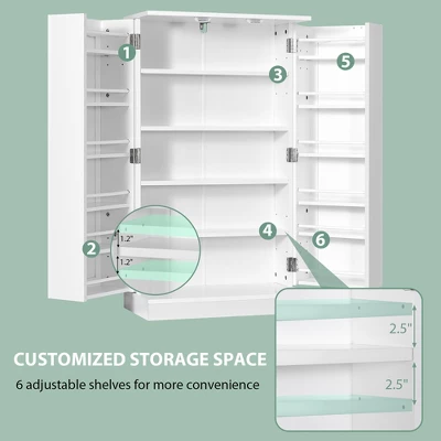 Costway 41'' Farmhouse Kitchen Pantry Storage Cabinet W/Doors Adjustable Shelves 6 Costway 41'' Farmhouse Kitchen Pantry Storage Cabinet W/Doors Adjustable Shelves - Image 6