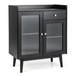 Costway Kitchen Buffet Server Sideboard Accent Cabinet With2 Tempered Glass Doors & Drawer -Costway GUEST 7c091083 5dec 4d0d 85ba f1785309733e