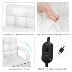 Costway Folding Floor Armchair W/6-position Adjustable Back & Lumbar Pillow White 13 Costway Folding Floor Armchair W/6-position Adjustable Back & Lumbar Pillow White -Costway GUEST 7c656764 c6d0 4883 9168 47cda74899f3