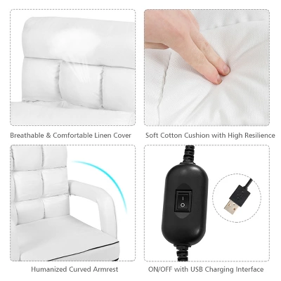 Costway Folding Floor Armchair W/6-position Adjustable Back & Lumbar Pillow White 7 Costway Folding Floor Armchair W/6-position Adjustable Back & Lumbar Pillow White - Image 7