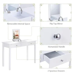 Costway Vanity Table Dressing Table Flip Top Desk Furniture White 16 Costway Vanity Table Dressing Table Flip Top Desk Furniture White -Costway GUEST 7c71cdcb 5cbc 4237 a414 6a67e5e56d5a