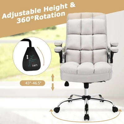 Costway High Back Big & Tall Office Chair Adjustable Swivel W/Flip-up Arm 6 Costway High Back Big & Tall Office Chair Adjustable Swivel W/Flip-up Arm - Image 6