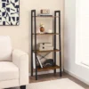 Costway 4-Tier Bookshelf Industrial Display Storage Shelf Plant Flower Stand Metal Frame Brown/Gray