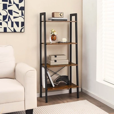Costway 4-Tier Wood Ladder Shelf Ladder Bookcase Bookshelf Display Rack 1 Costway 4-Tier Wood Ladder Shelf Ladder Bookcase Bookshelf Display Rack