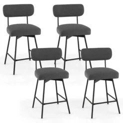 Costway Set Of 4 Swivel Bar Stools Counter Height Upholstered Kitchen Dining Chair Gray/Beige -Costway GUEST 7ca99960 144b 477d 82f9 a1fb73e5f16d