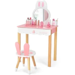 Costway Kids Vanity Set Rabbit Makeup Dressing Table Chair Set W/ Mirror Drawer WhitePink -Costway GUEST 7cba06fd c8cf 484e 92ae ae5bb3bb1a5e
