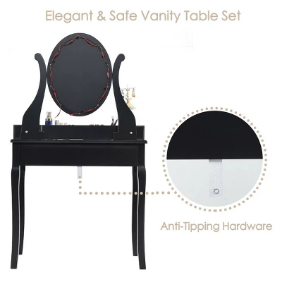 Costway Vanity Table Set W/10 Light Bulbs And Touch Switch Makeup Dressing Table 7 Costway Vanity Table Set W/10 Light Bulbs And Touch Switch Makeup Dressing Table - Image 7