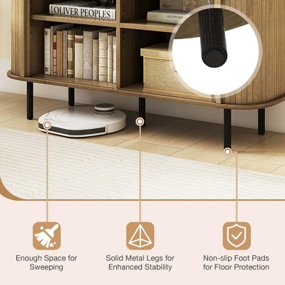 Costway 47" Sideboard Buffet Cabinet With Sliding Tambour Doors Adjustable Shelves Oak 5 Costway 47" Sideboard Buffet Cabinet With Sliding Tambour Doors Adjustable Shelves Oak - Image 5