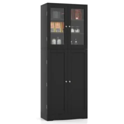 Costway Tall Storage Cabinet Kitchen Pantry Cupboard With Tempered Glass Doors & Shelves Black/White -Costway GUEST 7d28cfd6 e4cb 49bf bb89 e80874f61da2