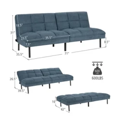 Costway Modern Convertible Futon Sofa Bed Linen Fabric Folding Couch Recliner GreyAquamarineBlue 15 Costway Modern Convertible Futon Sofa Bed Linen Fabric Folding Couch Recliner GreyAquamarineBlue -Costway GUEST 7d36f4e3 ed30 4a68 80e0 678a99f561e8