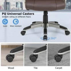 Costway Ergonomic Office Chair PU Leather Executive Swivel With Upholstered Armrests Brown -Costway GUEST 7d95ad66 6bec 4faa 8b66 6a42ab4560f6