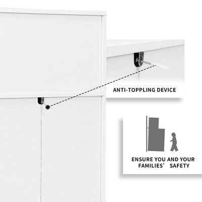 Costway 3 Drawer Dresser W/ Cubbies Storage Chest For Bedroom Living Room White/Black/Grey 8 Costway 3 Drawer Dresser W/ Cubbies Storage Chest For Bedroom Living Room White/Black/Grey - Image 8