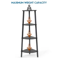Costway 4-Tier Corner Shelf Metal Storage Rack Domestic Bookcase Display Stand Wood Grey 14 Costway 4-Tier Corner Shelf Metal Storage Rack Domestic Bookcase Display Stand Wood Grey -Costway GUEST 7debb3f0 2edd 4850 9bcd 410eddc327b9
