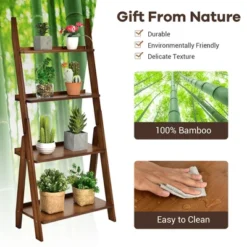 Costway 4 Tiers Bamboo Ladder Shelf Bookcase Storage Organizer Plant Flower Stand 16 Costway 4 Tiers Bamboo Ladder Shelf Bookcase Storage Organizer Plant Flower Stand -Costway GUEST 7e3ad94f 6e07 4e7c 82a9 2dcb134d0b31