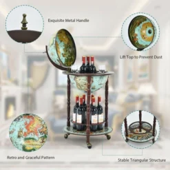 Costway 17'' Globe Wine Kitchen Stand 16th Century Italian Map Liquor Bottle Shelf Cart 15 Costway 17'' Globe Wine Kitchen Stand 16th Century Italian Map Liquor Bottle Shelf Cart -Costway GUEST 7e85957d fa54 42b8 aa67 f41473b638a5