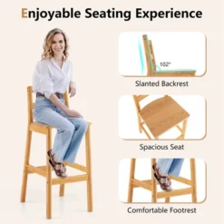 Costway Set Of 2 Solid Rubber Wood Bar Stools 28'' Dining Chairs With Backrests Natural 15 Costway Set Of 2 Solid Rubber Wood Bar Stools 28'' Dining Chairs With Backrests Natural -Costway GUEST 7ea099a4 46e6 4441 bb8d 9f0d1b774c16