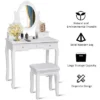 Costway Bedroom Wooden Mirrored Makeup Vanity Set Stool Table Set White 5 Drawers