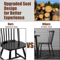 Costway Set Of 2 Vintage Windsor Dining Side Chair Wood Spindleback Kitchen Room BlackWhite 13 Costway Set Of 2 Vintage Windsor Dining Side Chair Wood Spindleback Kitchen Room BlackWhite -Costway GUEST 7f25e549 1801 4cc7 80f9 b2c75847ecfc