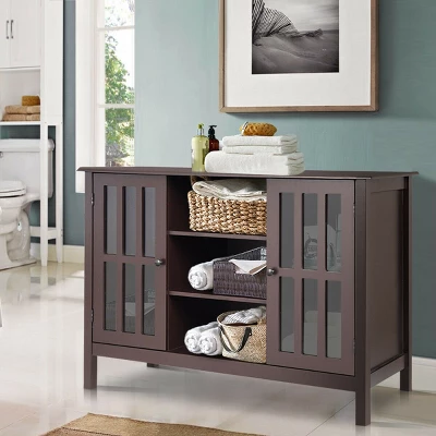 Costway Wood TV Stand Entertainment Media Center Console For TV Up To 50'' 3 Costway Wood TV Stand Entertainment Media Center Console For TV Up To 50'' - Image 3