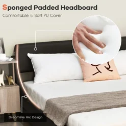 Costway Full Faux Leather Upholstered Platform Bed Adjustable Headboard Black 11 Costway Full Faux Leather Upholstered Platform Bed Adjustable Headboard Black -Costway GUEST 7f6989cd b1c5 4f07 9e93 4e86e46e62ff