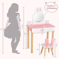 Costway Kids Vanity Set Rabbit Makeup Dressing Table Chair Set W/ Mirror Drawer WhitePink -Costway GUEST 7fe9b50c 6d90 4a82 a005 0b8554e38dd9