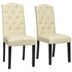 Costway Set Of 2 Tufted Dining Chair Upholstered Nailhead Trim Rubber Wooden Leg 22 Costway Set Of 2 Tufted Dining Chair Upholstered Nailhead Trim Rubber Wooden Leg -Costway GUEST 7ff20faf 9211 49ef b573 5a0ffb22f31d