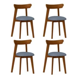 Costway Wood Dining Chairs Set Of 2/4 With Rubber Wood Frame Padded Seat & Curved Backrest -Costway GUEST 7ffec070 c59e 4235 b48e 00e439981193