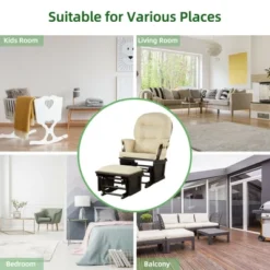 Costway Wood Glider & Ottoman Cushion Set Baby Nursery Rocking Chair -Costway GUEST 80040436 d21e 4609 8c2d 8c270f0f4d2d