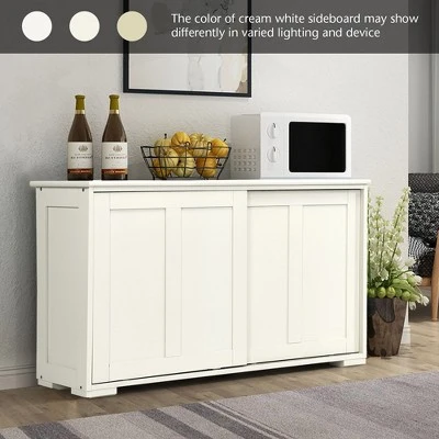 Costway Kitchen Storage Cabinet Sideboard Buffet Cupboard Wood Sliding Door Pantry White 4 Costway Kitchen Storage Cabinet Sideboard Buffet Cupboard Wood Sliding Door Pantry White - Image 4