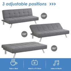 Costway Convertible Futon Sofa Bed Adjustable Sleeper With Stainless Steel Legs 14 Costway Convertible Futon Sofa Bed Adjustable Sleeper With Stainless Steel Legs -Costway GUEST 804b4722 410d 43e6 a252 9ff99e873a53