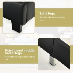 Costway Queen Upholstered Platform Bed Frame With Linen/PU Headboard Wood Slat Gray/Black 16 Costway Queen Upholstered Platform Bed Frame With Linen/PU Headboard Wood Slat Gray/Black -Costway GUEST 80736861 e90a 49b4 b6d3 a6b928aab49b