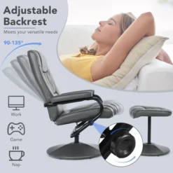 Costway 360° Swivel Recliner Chair PVC Leather Lounge Accent Armchair W/ Ottoman BrownBlackGrey 15 Costway 360° Swivel Recliner Chair PVC Leather Lounge Accent Armchair W/ Ottoman BrownBlackGrey -Costway GUEST 80a67e0c 4c3a 4cd6 9c10 b86129585875