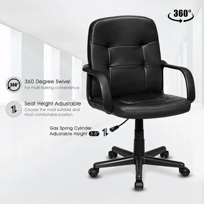 Costway Ergonomic Mid-Back Executive Office Chair Swivel Computer Desk Task Chair New 5 Costway Ergonomic Mid-Back Executive Office Chair Swivel Computer Desk Task Chair New - Image 5