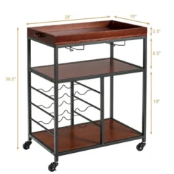 Costway 3 Tier Kitchen Trolley Utility Cart W/Wine Rack & Glass Holder -Costway GUEST 80c9ae32 cd2a 4e4a bda8 d3b5453ca656