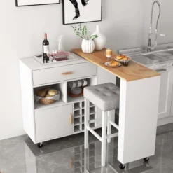 Costway Reversible Folding Kitchen Island Cart Utility Storage Trolley Wine Rack Shelves 12 Costway Reversible Folding Kitchen Island Cart Utility Storage Trolley Wine Rack Shelves -Costway GUEST 81c04e0c 463c 4f25 a513 2e9040c7f73d