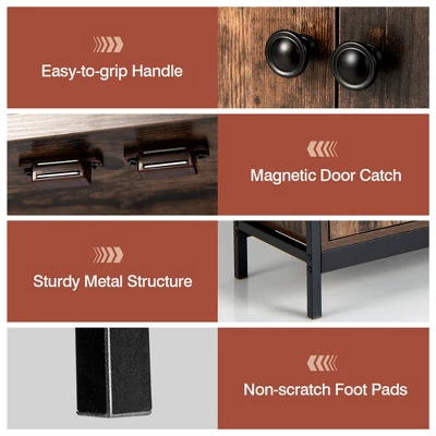 Costway 2-Door Industrial Kitchen Storage Cabinet Buffet Sideboard Open Shelves 8 Costway 2-Door Industrial Kitchen Storage Cabinet Buffet Sideboard Open Shelves - Image 8