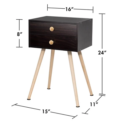 Costway 2 PCS Mid Century Modern 2 Drawers Nightstand Sofa Side Table End Table Espresso 3 Costway 2 PCS Mid Century Modern 2 Drawers Nightstand Sofa Side Table End Table Espresso - Image 3
