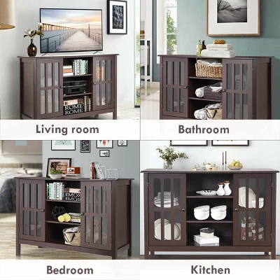 Costway Wood TV Stand Entertainment Media Center Console For TV Up To 50'' 6 Costway Wood TV Stand Entertainment Media Center Console For TV Up To 50'' - Image 6