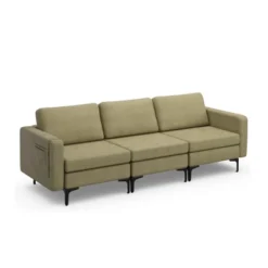 Costway Modern Modular 3-Seat Sofa Couch W/ Side Storage Pocket & Metal Leg GreenGrey -Costway GUEST 82b9624e cc27 4f7e 8f2e c7f07c1458c4