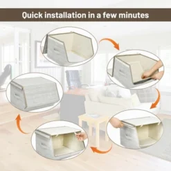 Costway Stackable Large Bins Cubes W/Lids Storage Organizers W/Linen&Oxford Fabric 4 Sets 14 Costway Stackable Large Bins Cubes W/Lids Storage Organizers W/Linen&Oxford Fabric 4 Sets -Costway GUEST 82c75ff0 955e 49c1 8a25 a053ff5b5fca