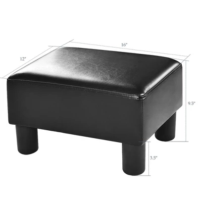 Costway Small Ottoman Footrest PU Leather Footstool Rectangular Seat Stool Black 1 Costway Small Ottoman Footrest PU Leather Footstool Rectangular Seat Stool Black