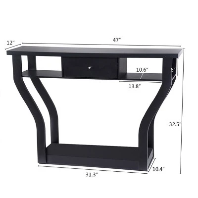 Costway Black Accent Console Table Modern Sofa Entryway Hallway Hall Furniture W/Drawer 1 Costway Black Accent Console Table Modern Sofa Entryway Hallway Hall Furniture W/Drawer